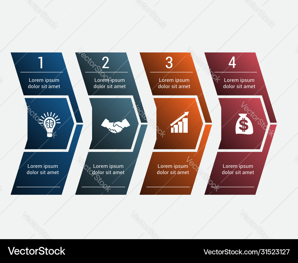 Horizontal numbered color arrows for text Horizontal numbered color arrows for text vector image