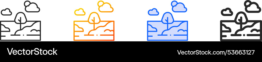 Landscape iconthin linear gradient blue stroke Landscape iconthin linear gradient blue stroke vector image