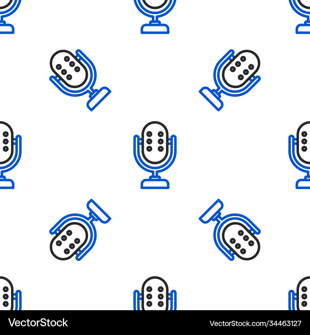 Line microphone icon isolated seamless pattern Vector Image