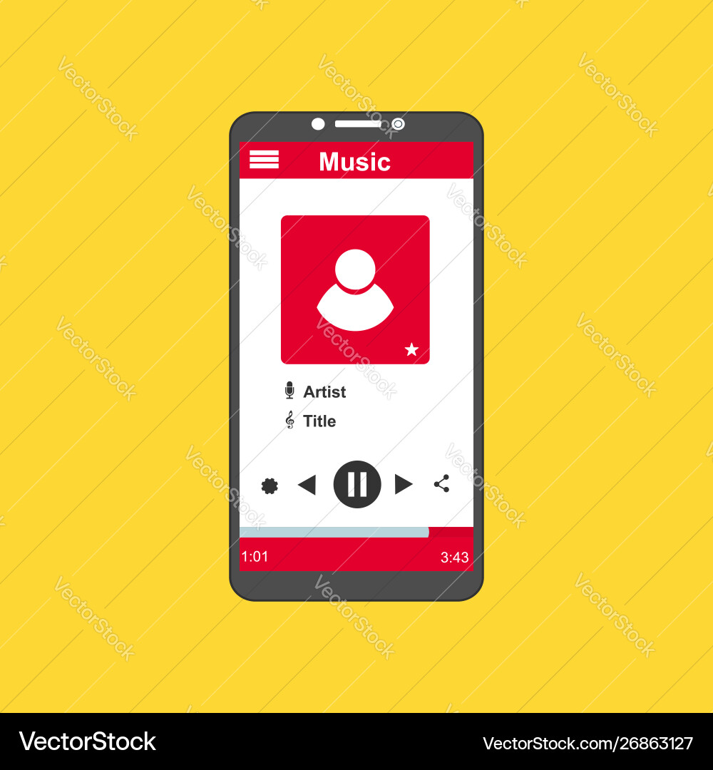 Media player application app template with flat Media player application app template with flat vector image