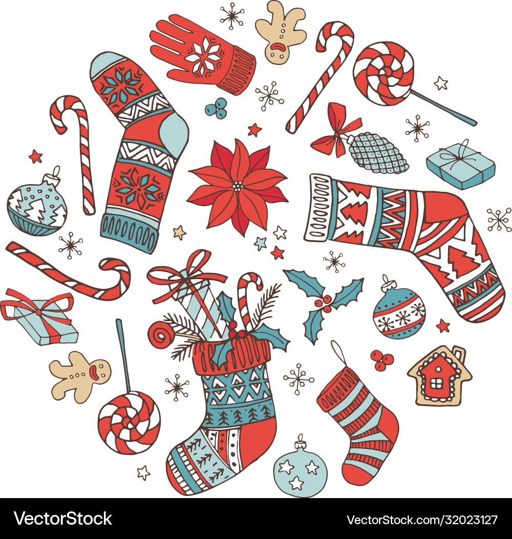 Merry christmas hand drawn doodle seamless pattern Merry christmas hand drawn doodle seamless pattern vector image