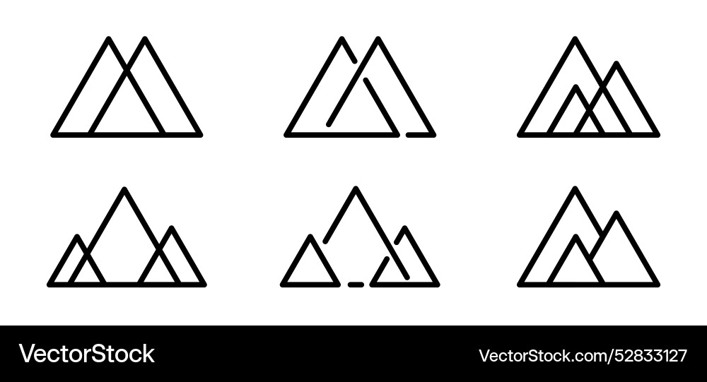 Minimalist mountain icons set with triangular Minimalist mountain icons set with triangular Vector Image
