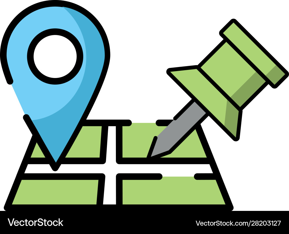 Paper map guide with pins location icon vector image