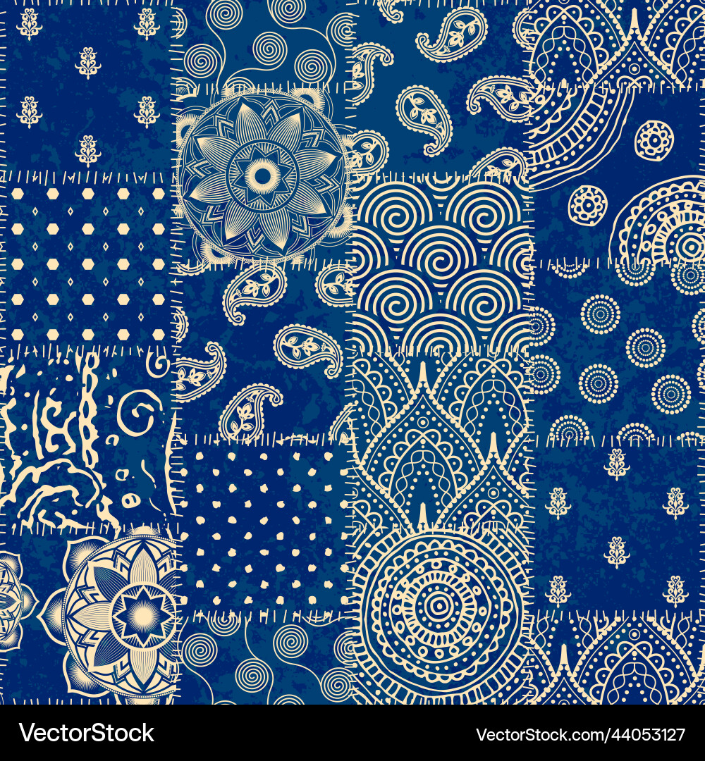 Patchwork textile pattern seamless quilting Patchwork textile pattern seamless quilting Vector Image