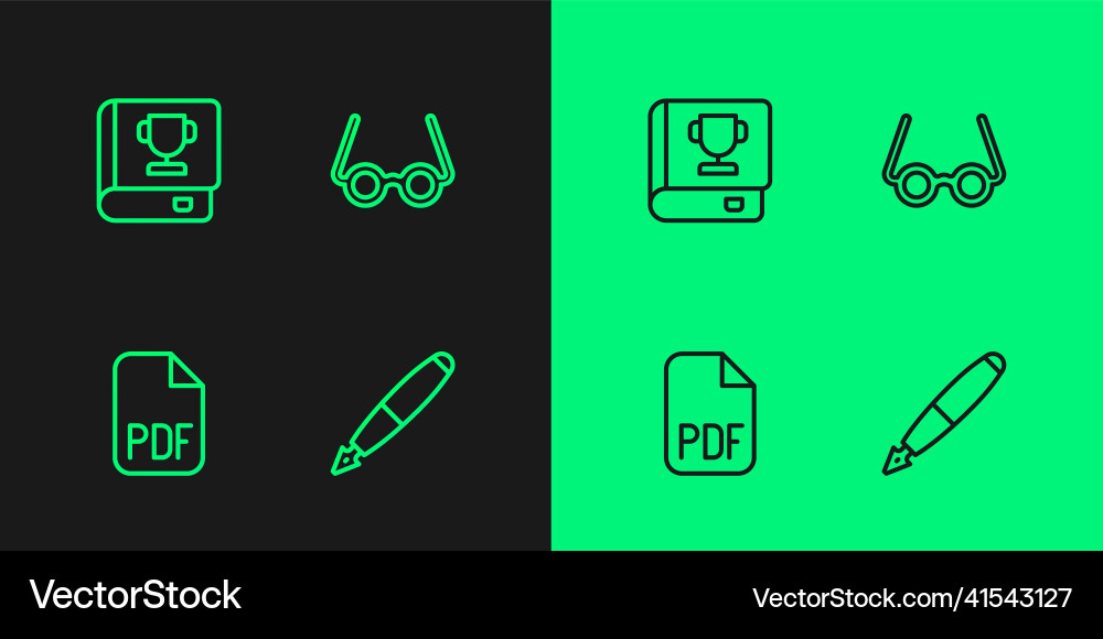 Set line fountain pen nib pdf file document book Set line fountain pen nib pdf file document book vector image