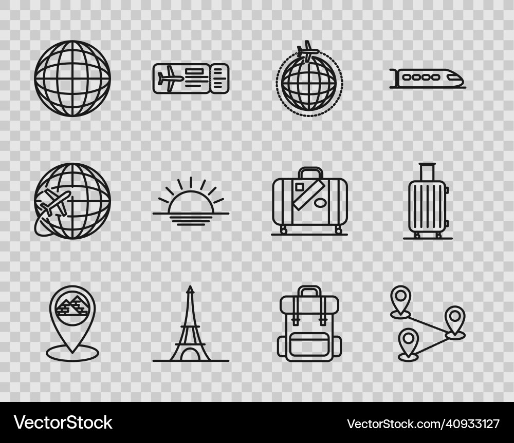 Set line map pointer with egypt pyramids route Vector Image