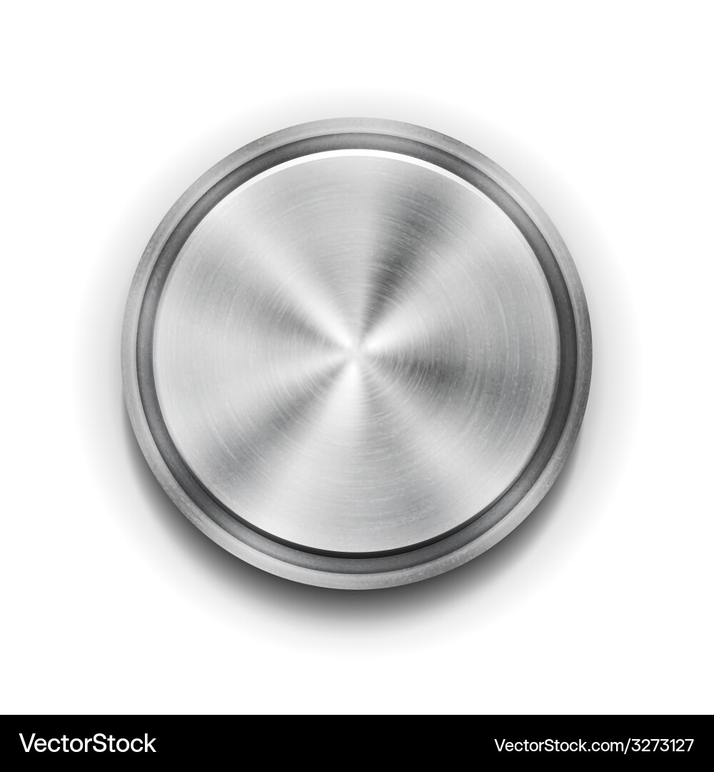Silver Metallic Button with Texture vector image