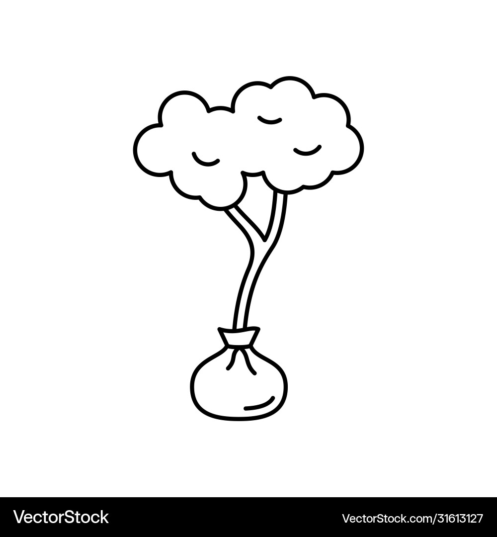 Tree seedling linear icon gardening black Tree seedling linear icon gardening black vector image