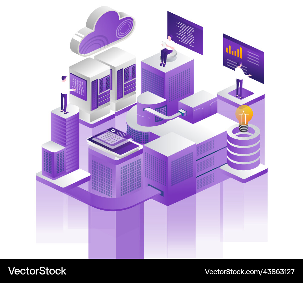 Web developer and server analytics vector image