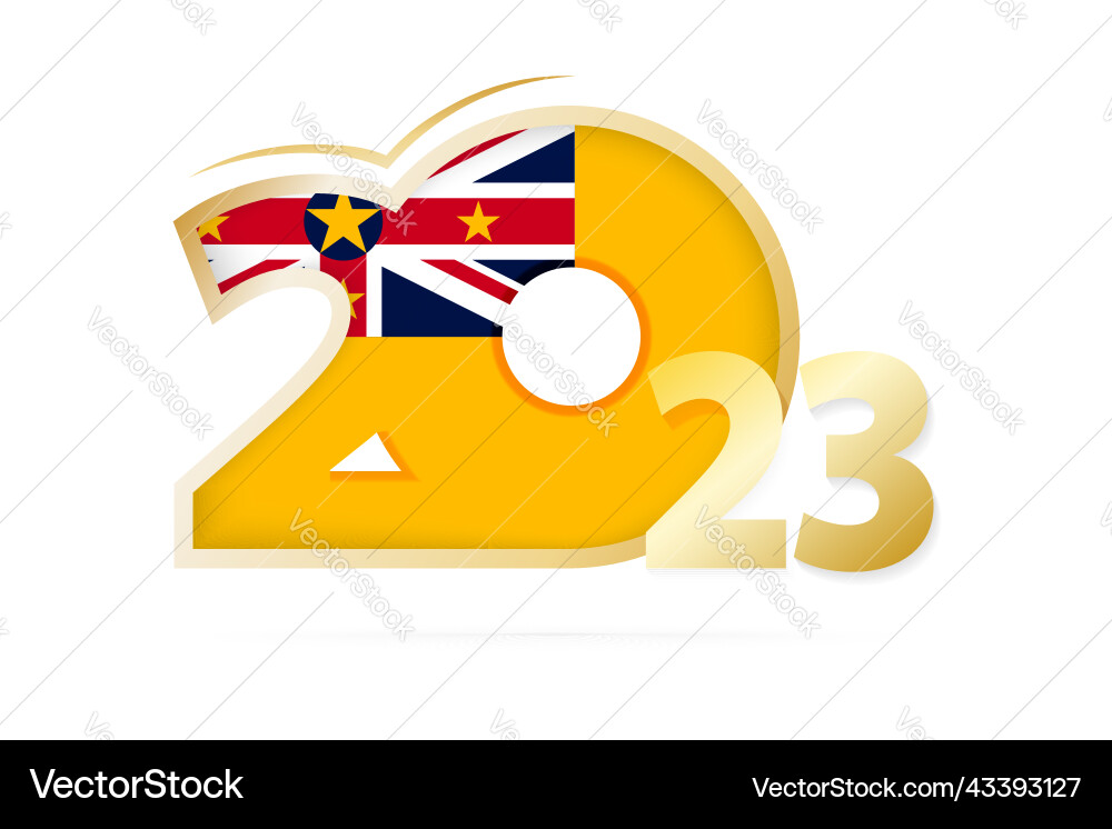 Year 2023 with niue flag pattern Vector Image