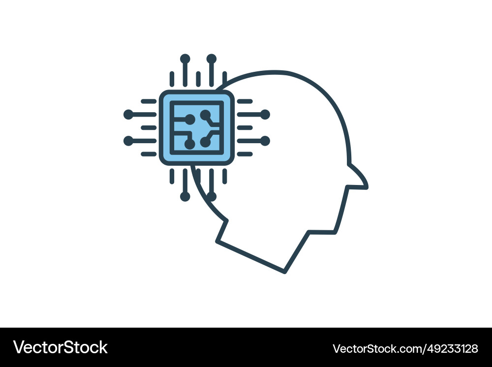 Artificial intelligence icon head and cpu Artificial intelligence icon head and cpu vector image