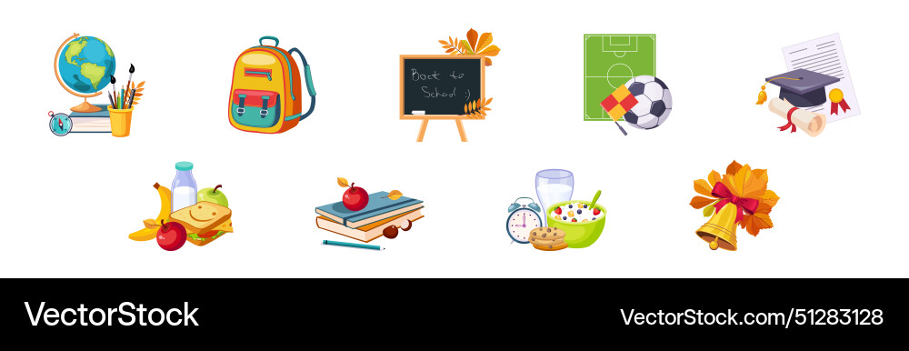 Back to school item and object composition Back to school item and object composition vector image