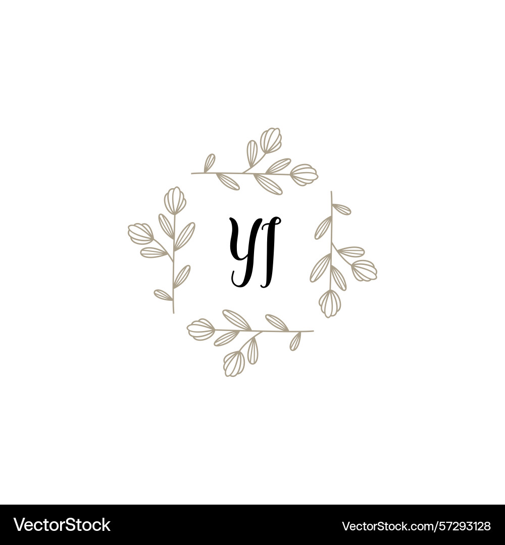 Botanical monogram logos with initial yi Botanical monogram logos with initial yi Vector Image