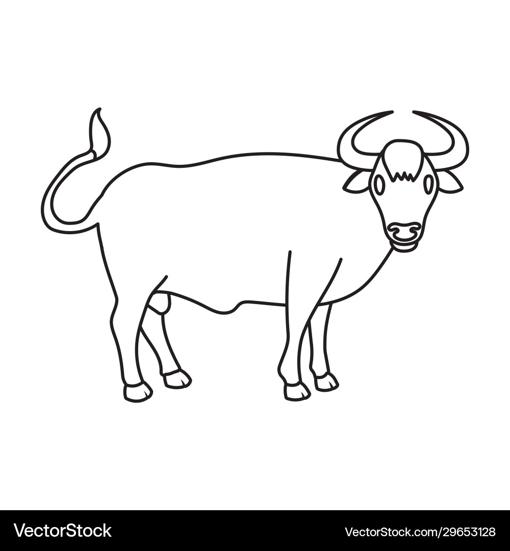Bull iconoutline icon isolated Vector Image