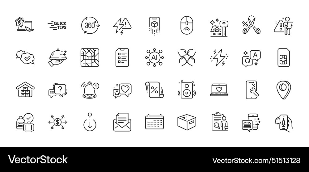 Checklist scroll down and calendar line icons Vector Image