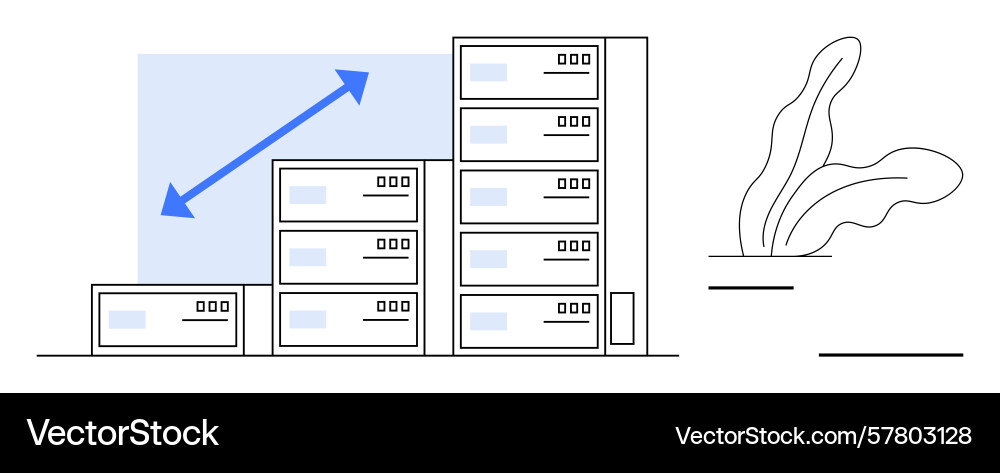 Data center expansion with scalable server Data center expansion with scalable server vector image