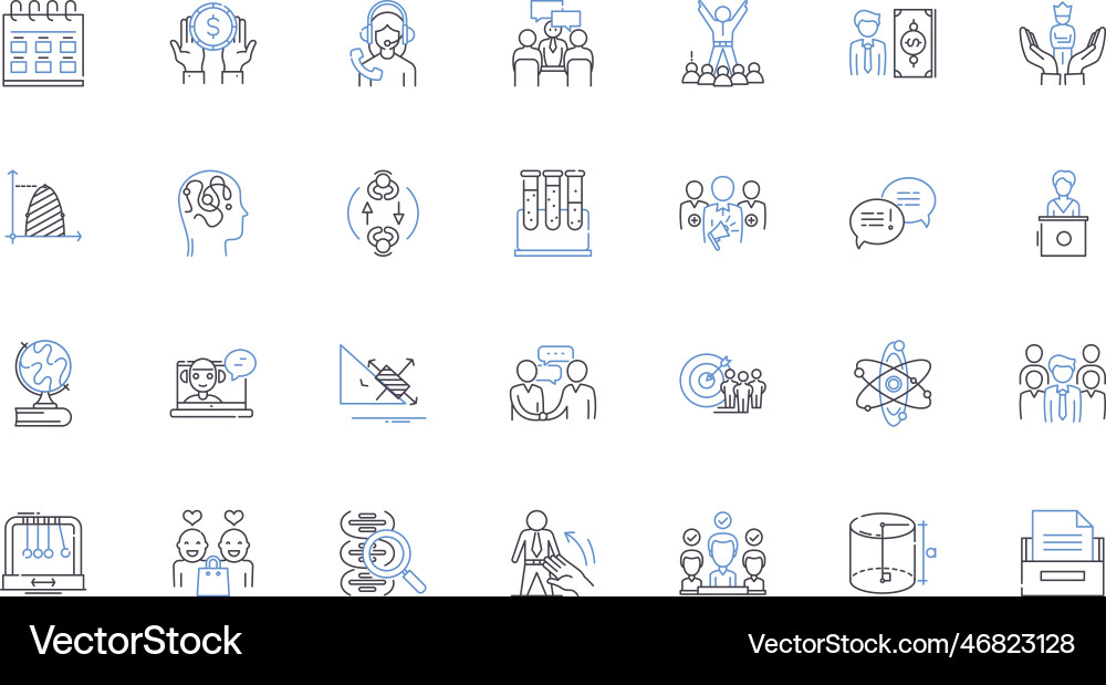 Development and progress line icons collection Development and progress line icons collection vector image