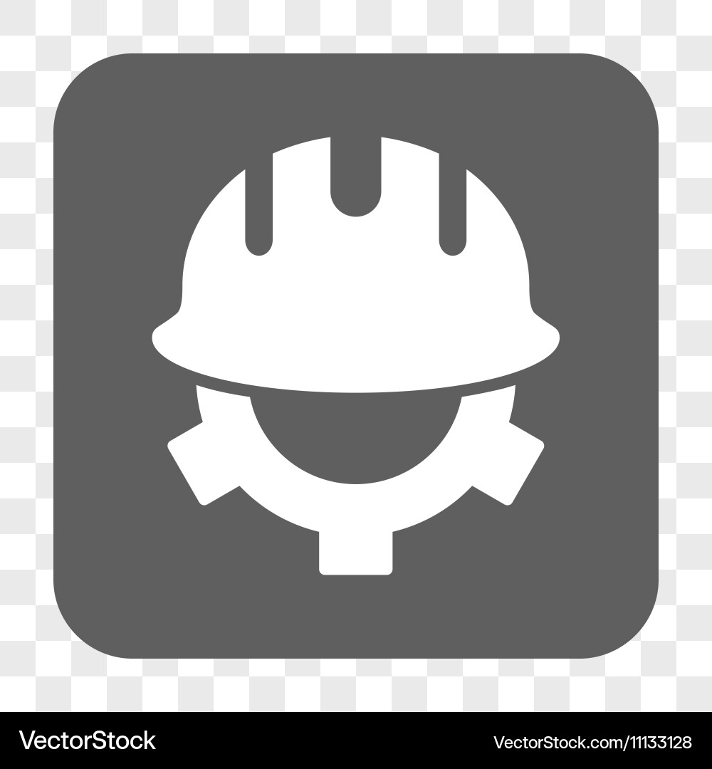Development helmet rounded square button vector image