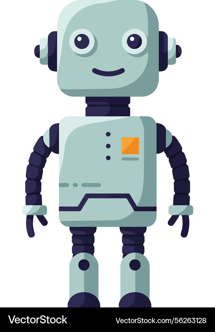 Friendly cartoon robot character with a smiling vector image