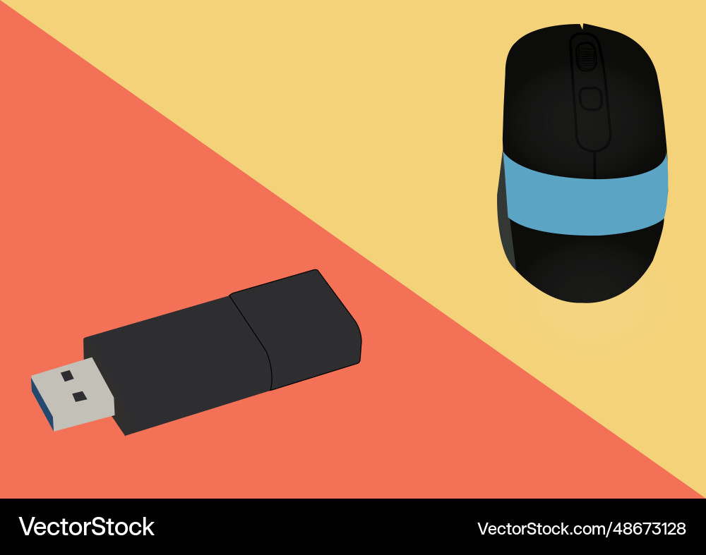 Image combo of pendrive and computer mouse Vector Image