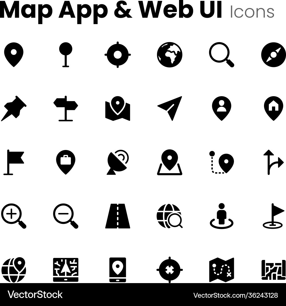 Mapp app and web ui icons Mapp app and web ui icons vector image