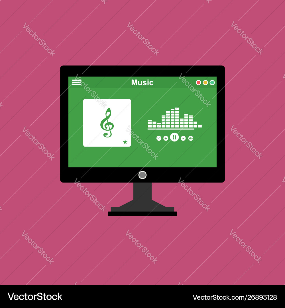 Media player application app template with flat Vector Image