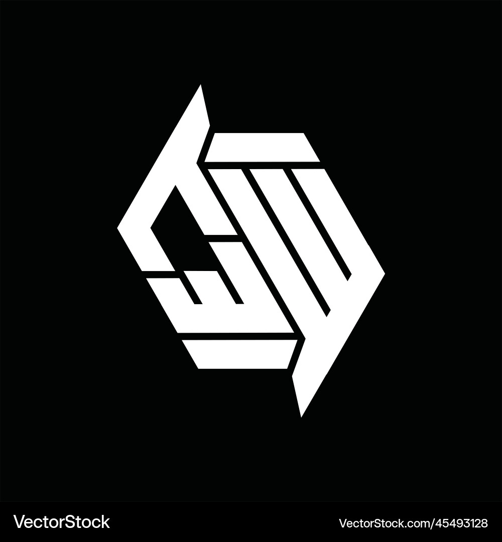 Qw logo monogram hexagon abstract shape images Vector Image