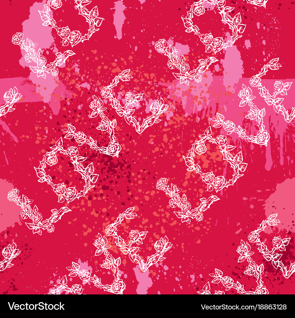 Seamless pattern with brush strokes splashes vector image