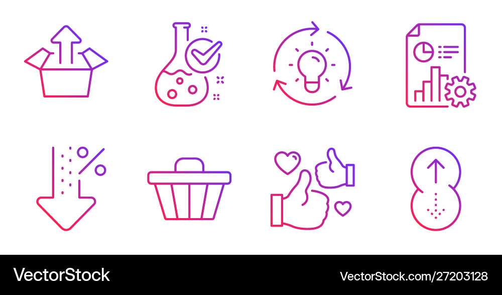 Send box like and idea icons set low percent Send box like and idea icons set low percent vector image