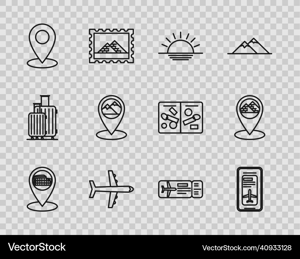 Set line map pointer with coliseum in rome italy Set line map pointer with coliseum in rome italy vector image