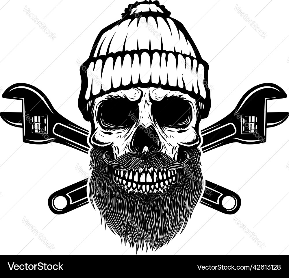 Skull with crossed wrenches design element Skull with crossed wrenches design element vector image
