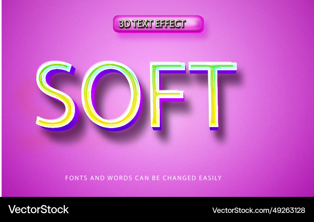 Soft colorful 3d editable text effect style Vector Image
