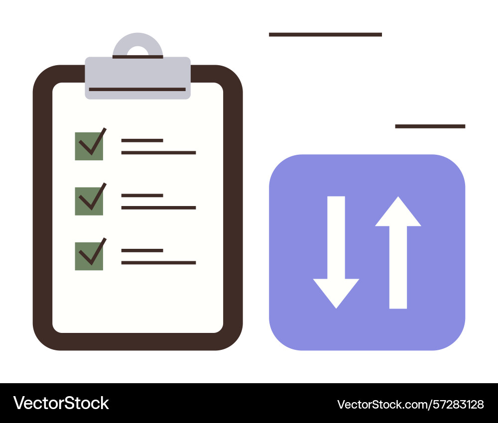 Task checklist with upward and downward arrows Task checklist with upward and downward arrows vector image