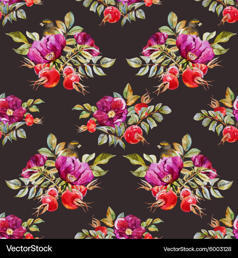 Watercolor Rose Pattern Vector Image