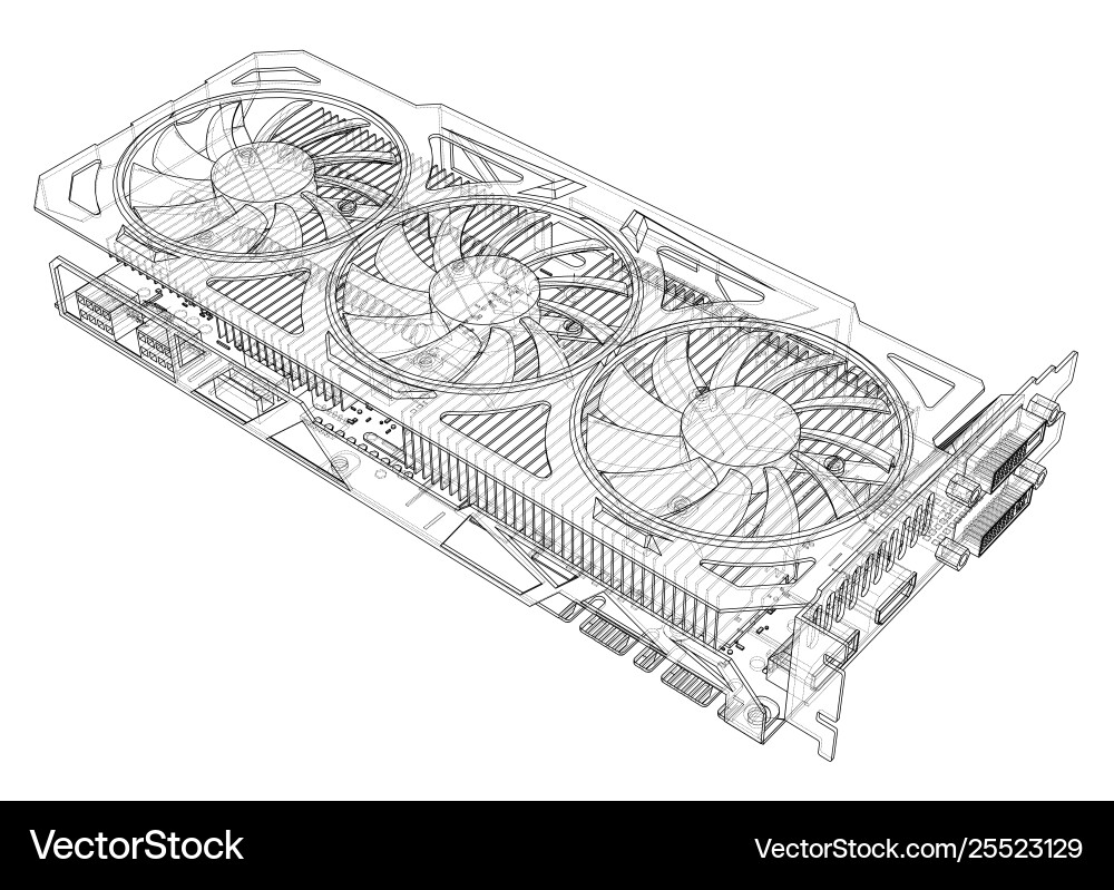 3D GPU Card Render Vector Image