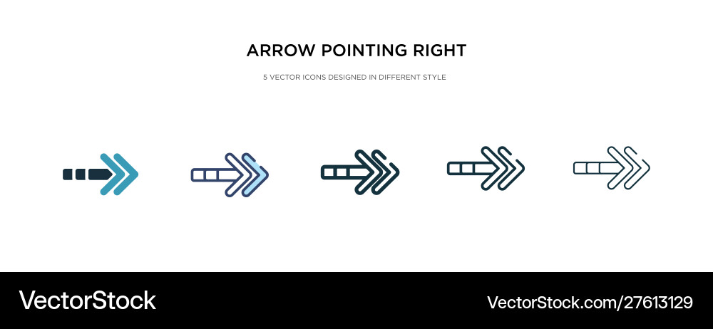 Arrow pointing right icon in different style two vector image