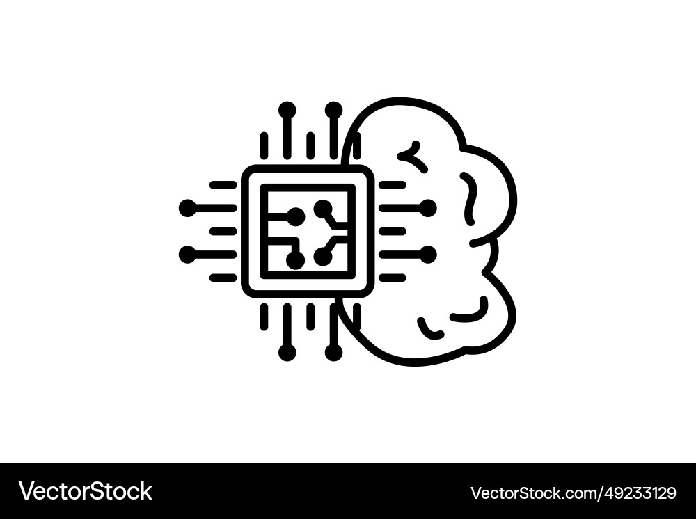 Artificial intelligence icon brain and cpu Artificial intelligence icon brain and cpu vector image