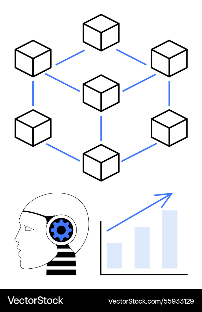 Blockchain network with ai integration and growth Blockchain network with ai integration and growth vector image