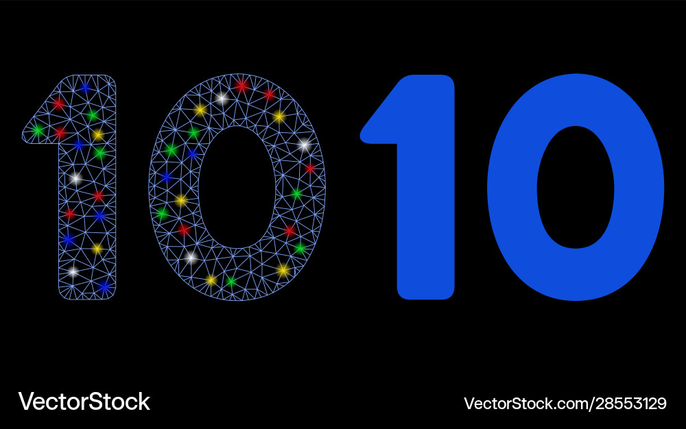 Bright mesh carcass 10 digits text icon with flash Bright mesh carcass 10 digits text icon with flash vector image
