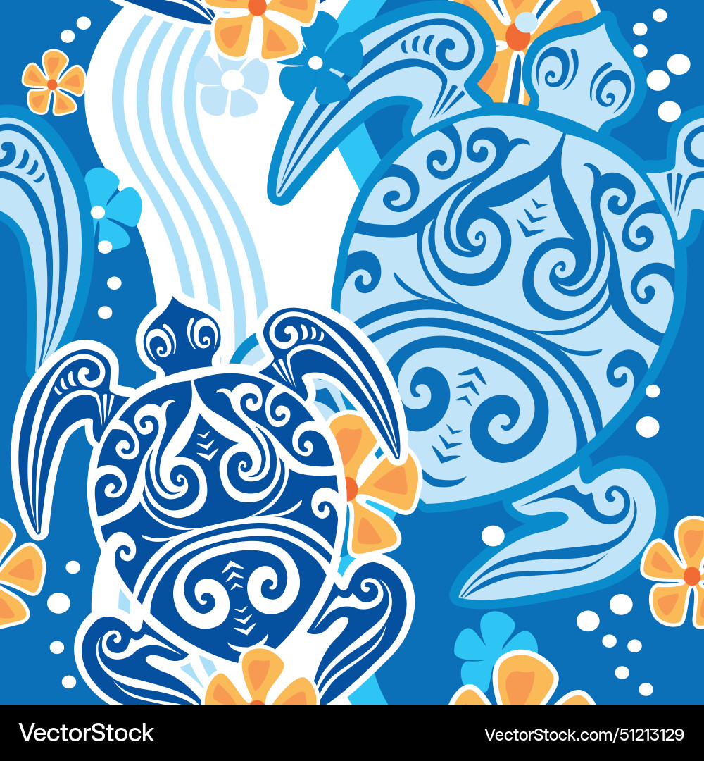 Colorful pattern with turtle Vector Image