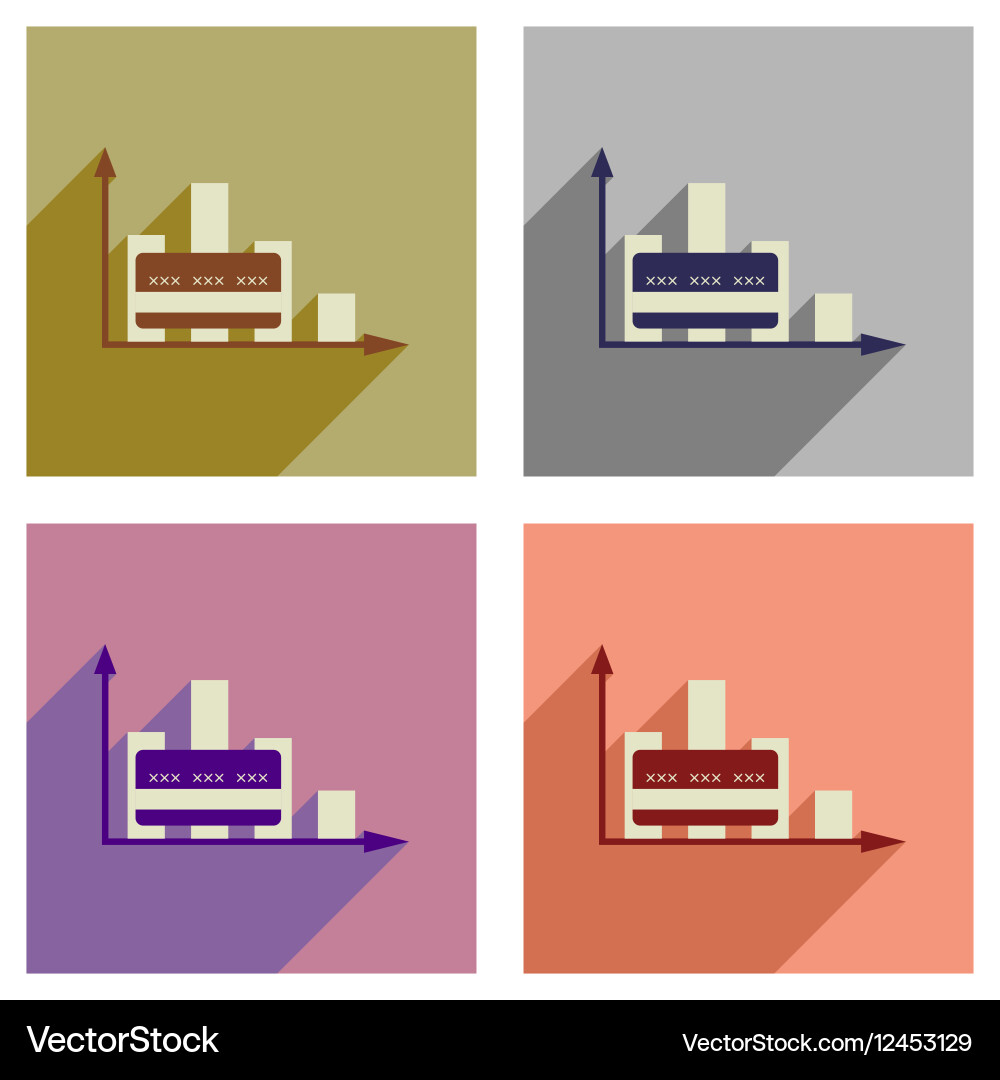 Concept of flat icons with long shadow graph Vector Image