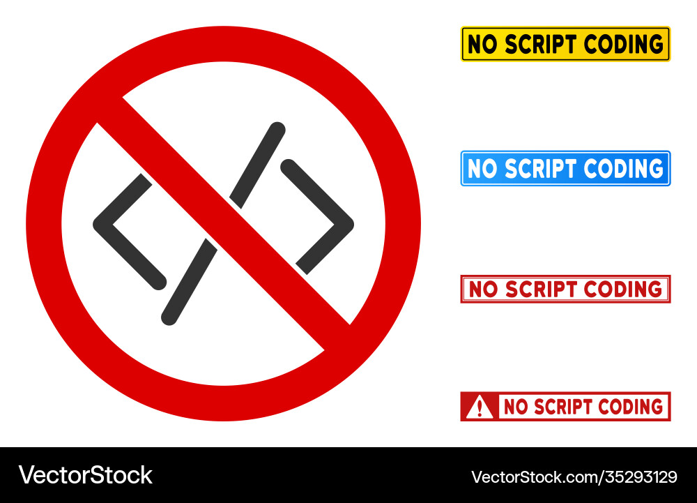 Flat no script coding sign with phrases Flat no script coding sign with phrases vector image
