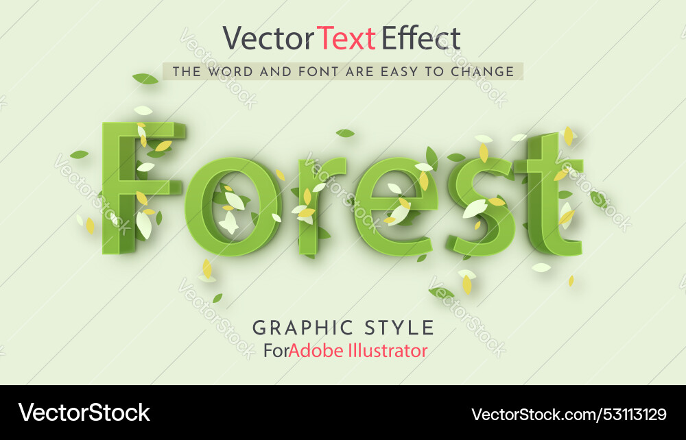 Forest editable text effect graphic style Forest editable text effect graphic style vector image