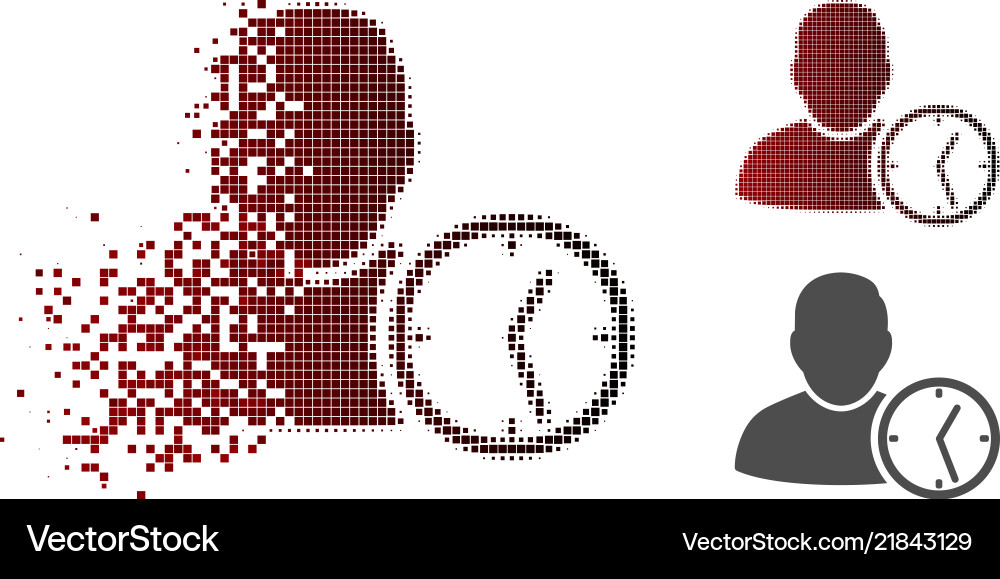 Fragmented dotted halftone user temporary clock Fragmented dotted halftone user temporary clock vector image
