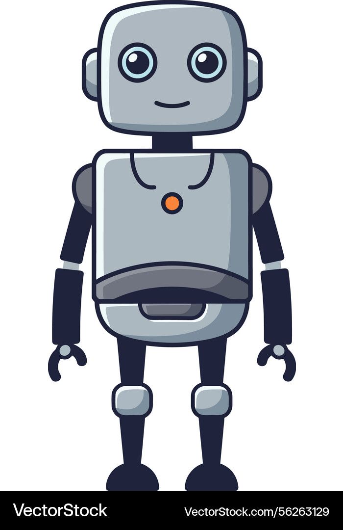 Friendly robot character design in a flat style vector image
