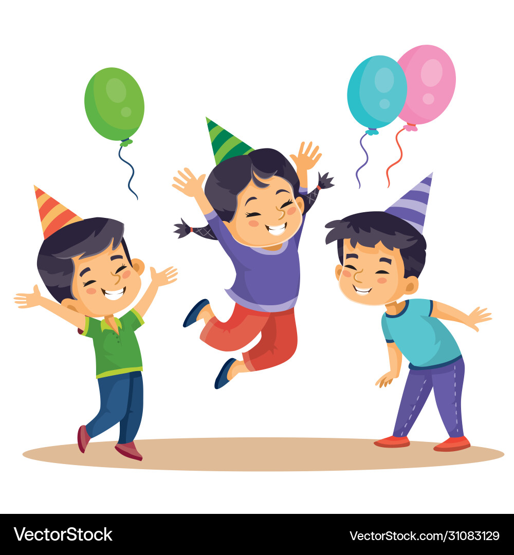 Funny children celebrate happy holiday Funny children celebrate happy holiday vector image