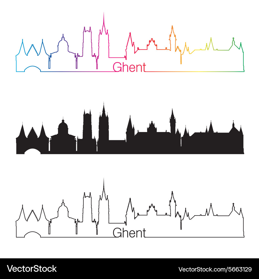 Ghent Rainbow Skyline Silhouette Vector Image