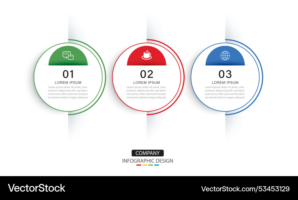 Infographics circle timeline with 3 number data vector image