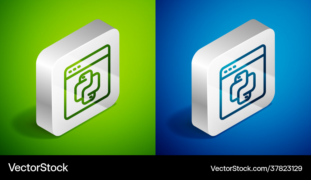 Isometric line python programming language icon Isometric line python programming language icon vector image