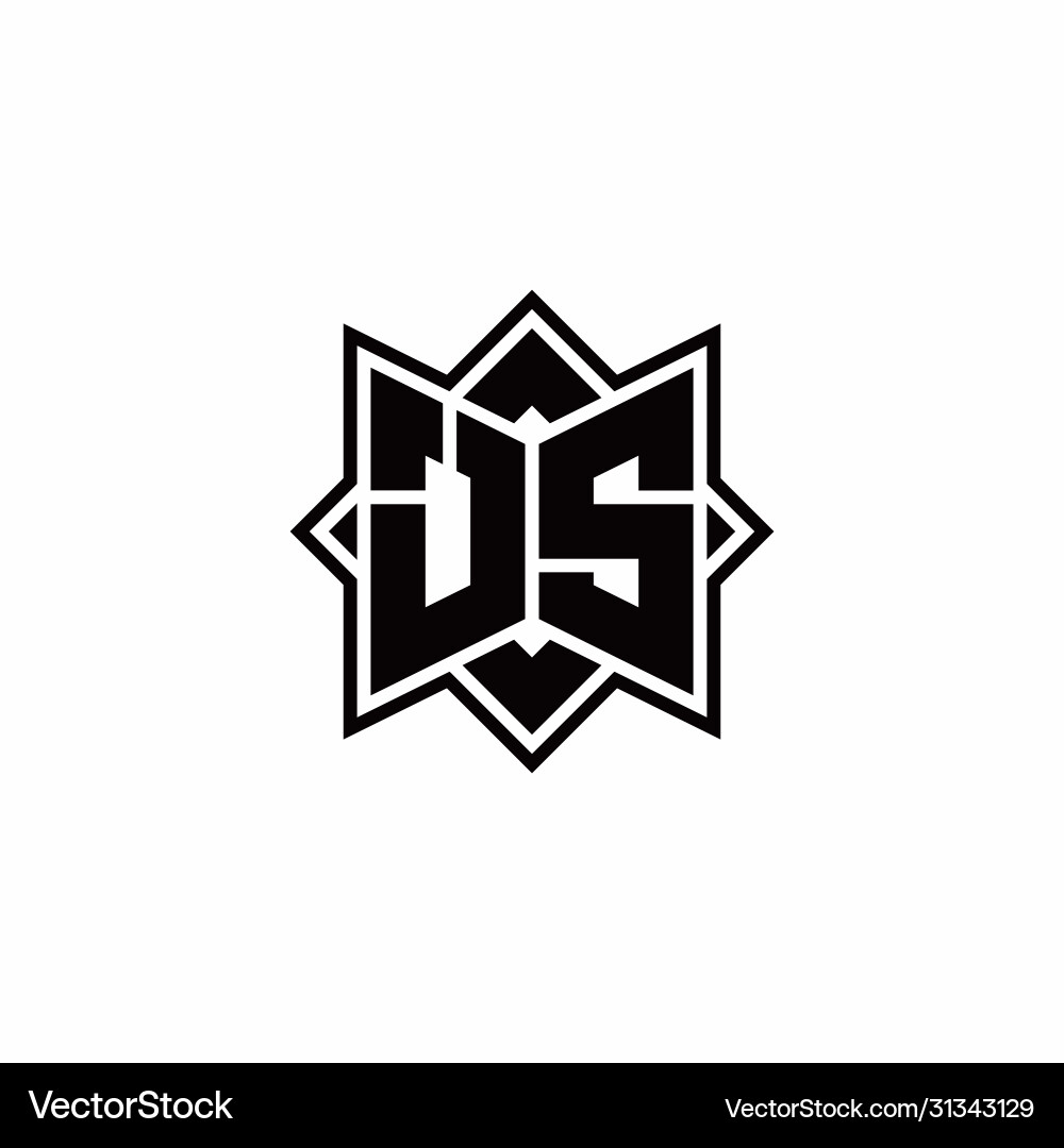 Js monogram logo with square rotate style outline vector image